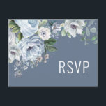 Shades of Grey Dusty Blue Winter  Wedding RSVP Pos Postcard<br><div class="desc">Elegant floral winter wedding RSVP postcard features elegant grey and icy blue watercolor flower bouquet frosty-hued greenery. Please contact me for any help in customisation or if you need any other product with this design.</div>
