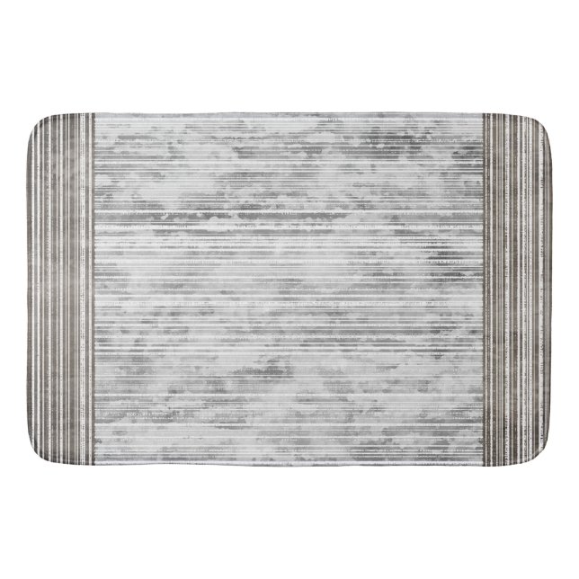 Shades of Grey Marble & Stripe Pattern Bath Mat (Front)