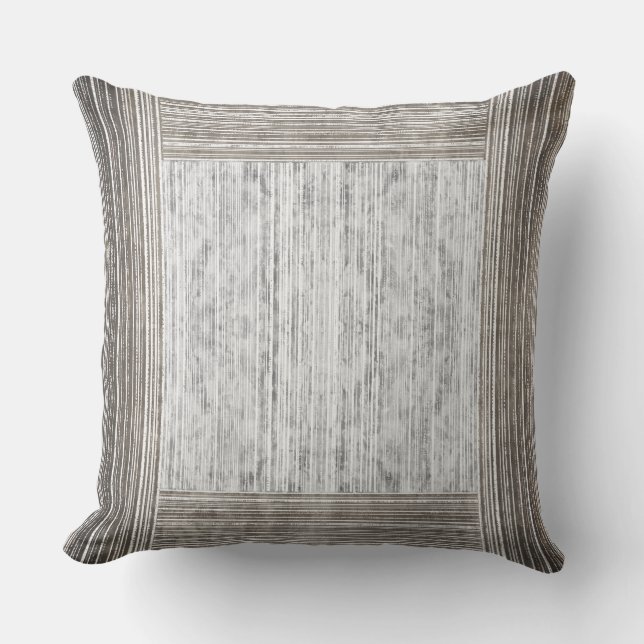 Shades of Grey Marble & Stripe Pattern Cushion (Front)