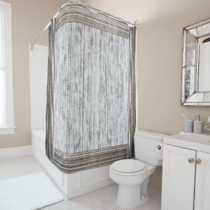Shades of Grey Marble & Stripe Pattern Shower Curtain
