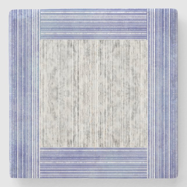 Shades of Grey Marble & Stripe Pattern Stone Coaster (Front)