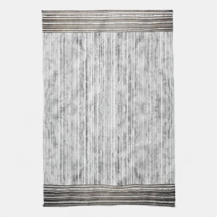 Shades of Grey Marble & Stripe Pattern Tea Towel