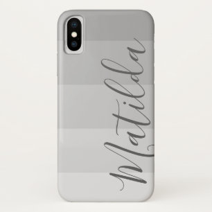 Shades of grey Ombre Stripe Personalised Name iPhone X Case