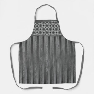 Shades of Grey Print and Stripes Apron
