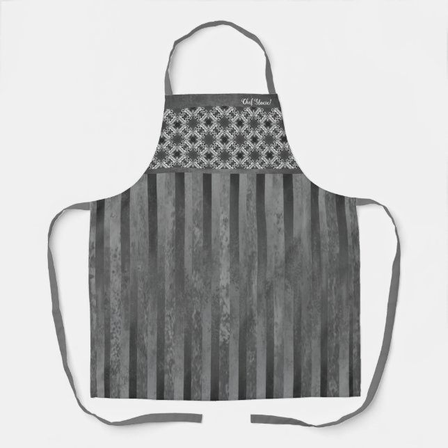 Shades of Grey Print and Stripes Apron (Front)