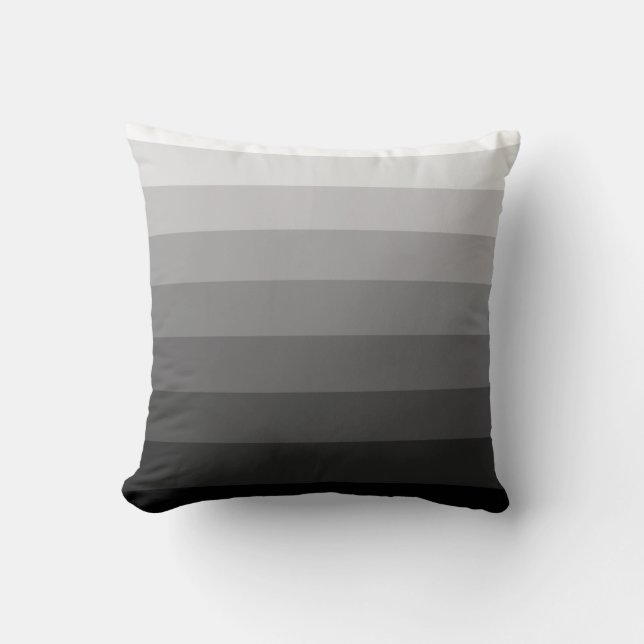 Shades of Grey Stripe Pattern Pillow (Front)