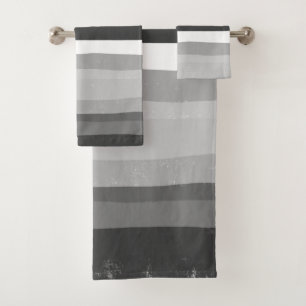 Shades of Grey Stripes Lines Abstract Pattern Bath Towel Set