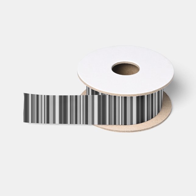 Shades of Grey Stripes Satin Ribbon (Spool)