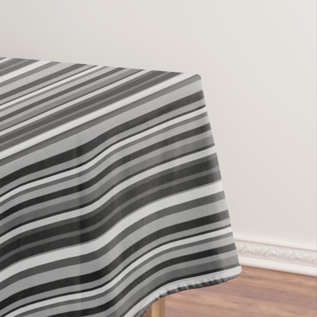 Shades of Grey Stripes Tablecloth (In Situ)