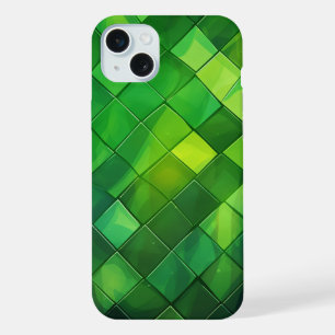 SHADES OF IRISH GREEN & GOLD DIAGNONAL TILES iPhone 15 PLUS CASE