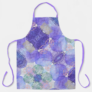 Shades of Lavender and Green Abstract Flowers Apron