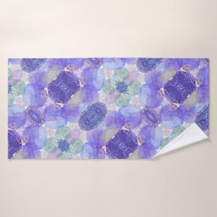 Shades of Lavender and Green Abstract Flowers Bath Towel
