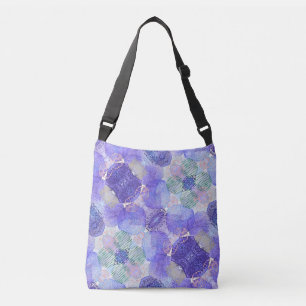 Shades of Lavender and Green Abstract Flowers Crossbody Bag
