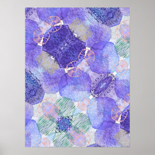 Shades of Lavender and Green Abstract Flowers  Poster