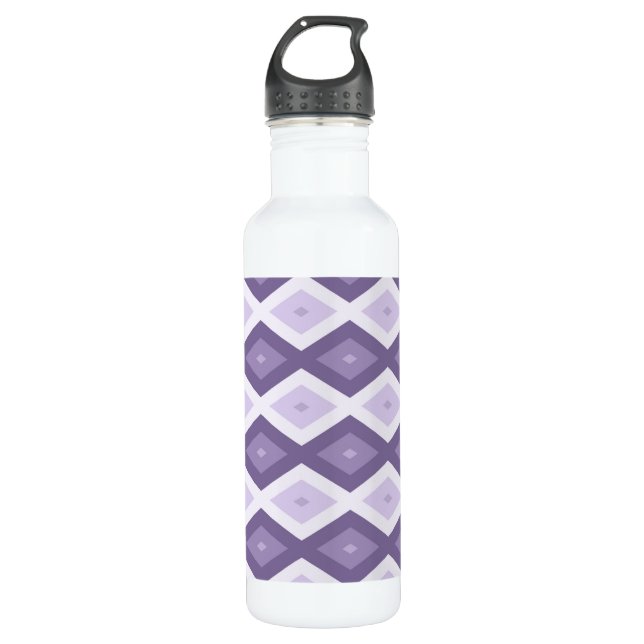 Shades of lavender diamond pattern 710 ml water bottle (Front)