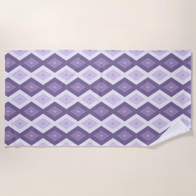 Shades of lavender diamond pattern beach towel (Front)