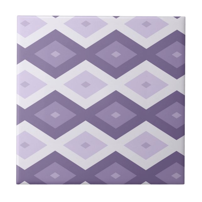 Shades of lavender diamond pattern ceramic tile (Front)