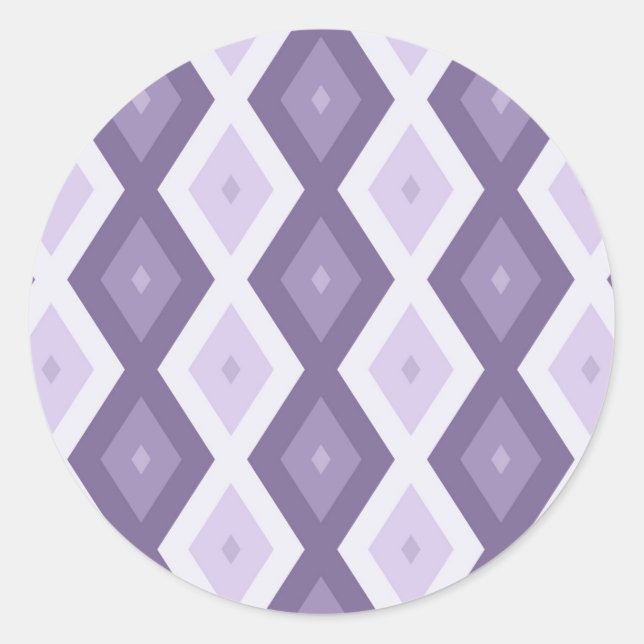 Shades of lavender diamond pattern classic round sticker (Front)