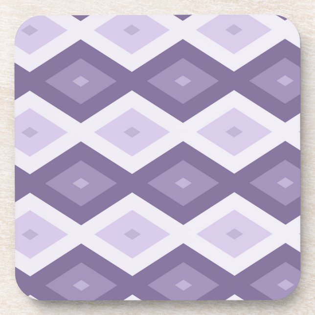 Shades of lavender diamond pattern coaster (Front)