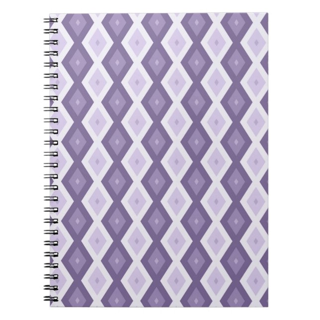 Shades of lavender diamond pattern notebook (Front)