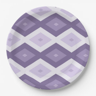 Shades of lavender diamond pattern paper plate