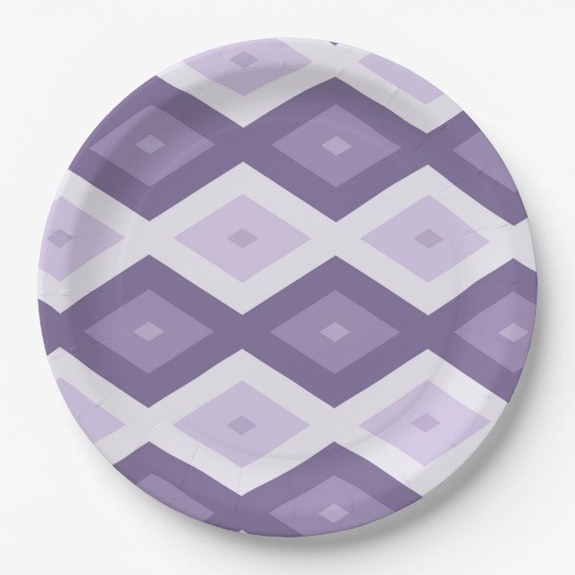 Shades of lavender diamond pattern paper plate (Front)