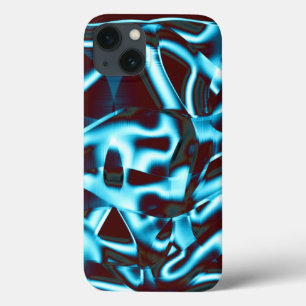 Shades of light cyan on abstract tapes up dark red iPhone 13 case