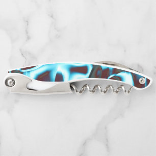 Shades of light cyan on abstract tapes up dark red corkscrew