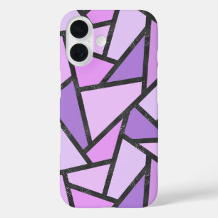 Shades of lilac stained glass pattern iPhone 16 case