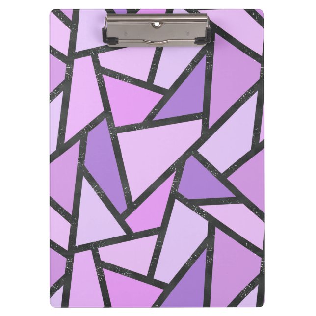 Shades of lilac stained glass pattern clipboard (Front)