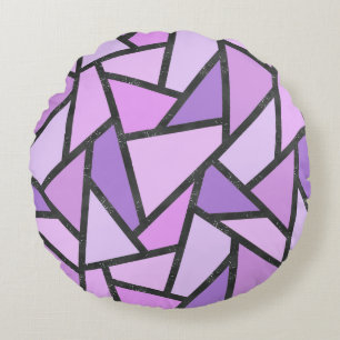 Shades of lilac stained glass pattern round cushion
