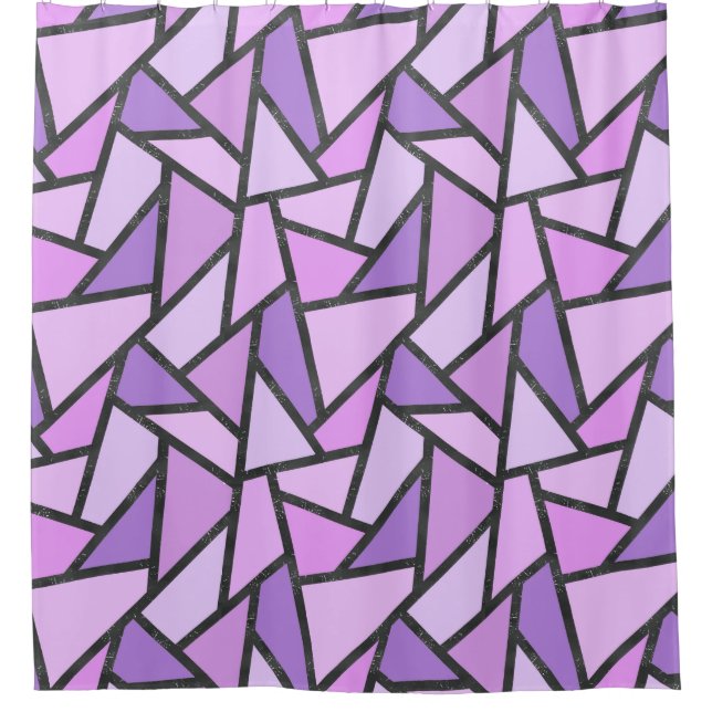 Shades of lilac stained glass pattern shower curtain (Front)