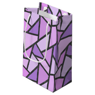 Shades of lilac stained glass pattern small gift bag