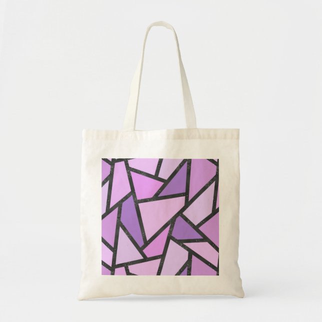 Shades of lilac stained glass pattern tote bag (Front)