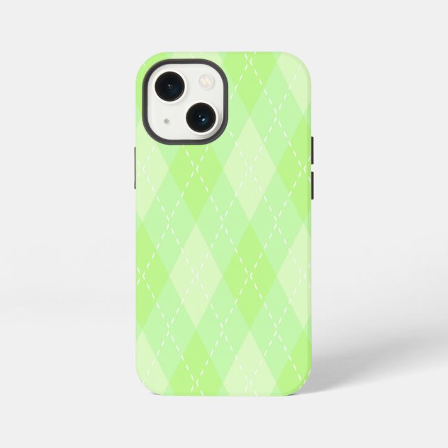 SHADES OF LIME GREEN ARGYLE DIAMOND PATTERNS iPhone CASE (Back)