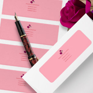 Shades of Magenta Pink Rose Modern Wedding Return Address Label