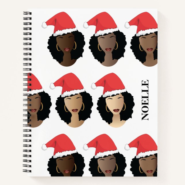 Shades of Melanin, Black Women, Merry Christmas Notebook (Front)