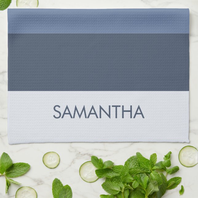 Shades of Modern Color Blocks Stripes Personalize Tea Towel (Folded)
