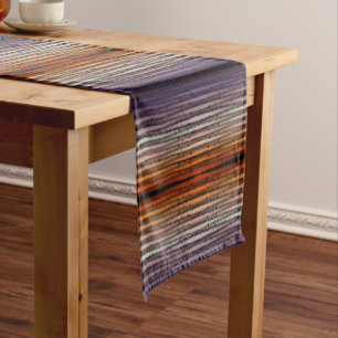 Shades Of Orange And Purple Salty Watercolor Art Short Table Runner