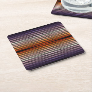 Shades Of Orange And Purple Salty Watercolor Art Square Paper Coaster