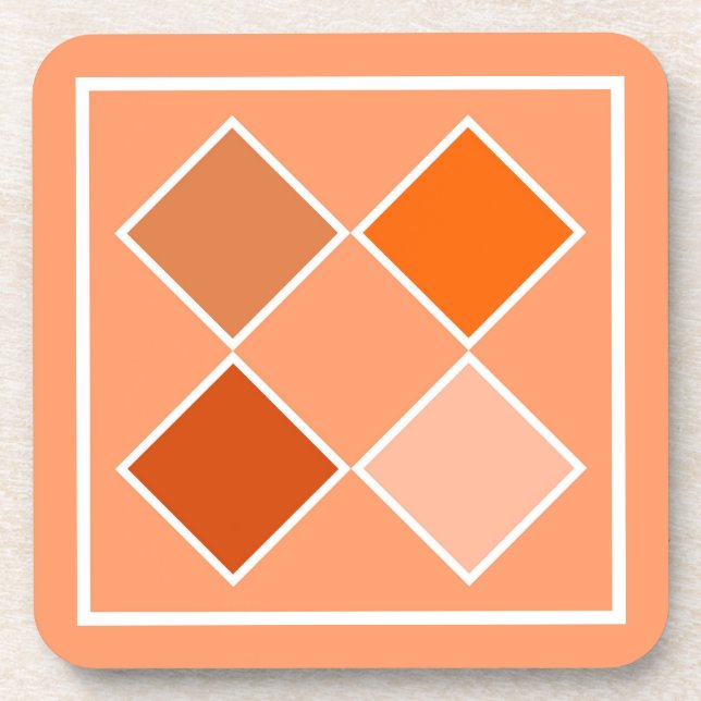 Shades of Orange Argyle Coaster (Front)