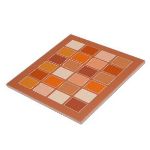 Shades of Orange Blocks Ceramic Tile