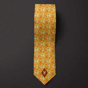 Shades of Orange Cubism Roses Tie