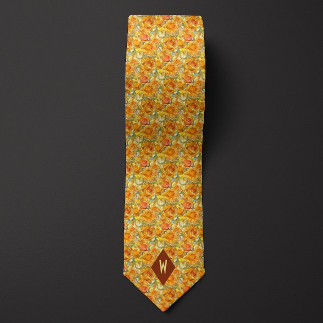 Shades of Orange Cubism Roses Tie (Creator Uploaded)