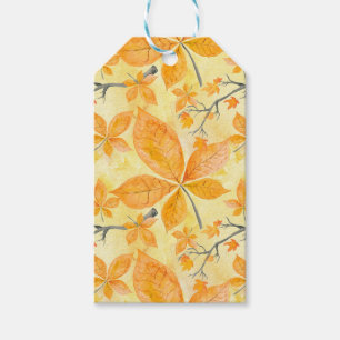SHADES OF ORANGE FALL AUTUMN LEAVES GIFT TAGS