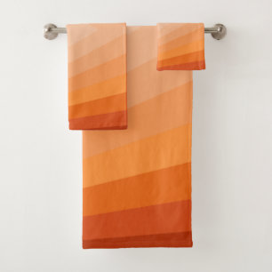 Shades Of Orange Geometric Abstract Art  Bath Towel Set