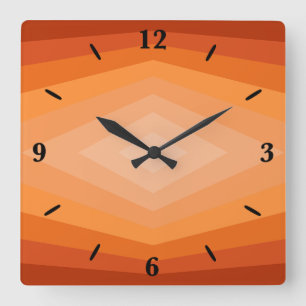 Shades Of Orange Geometric Abstract Art Square Wall Clock