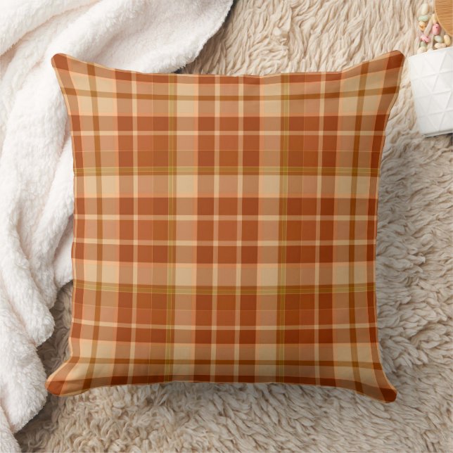 Shades Of Orange Plaid Cushion (Blanket)