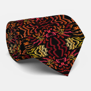 Shades Of Orange Red Yellow Ribbon Design Art Tie