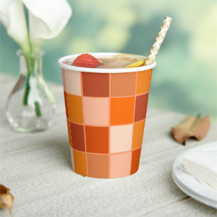 Shades of Orange Squares  Paper Cups